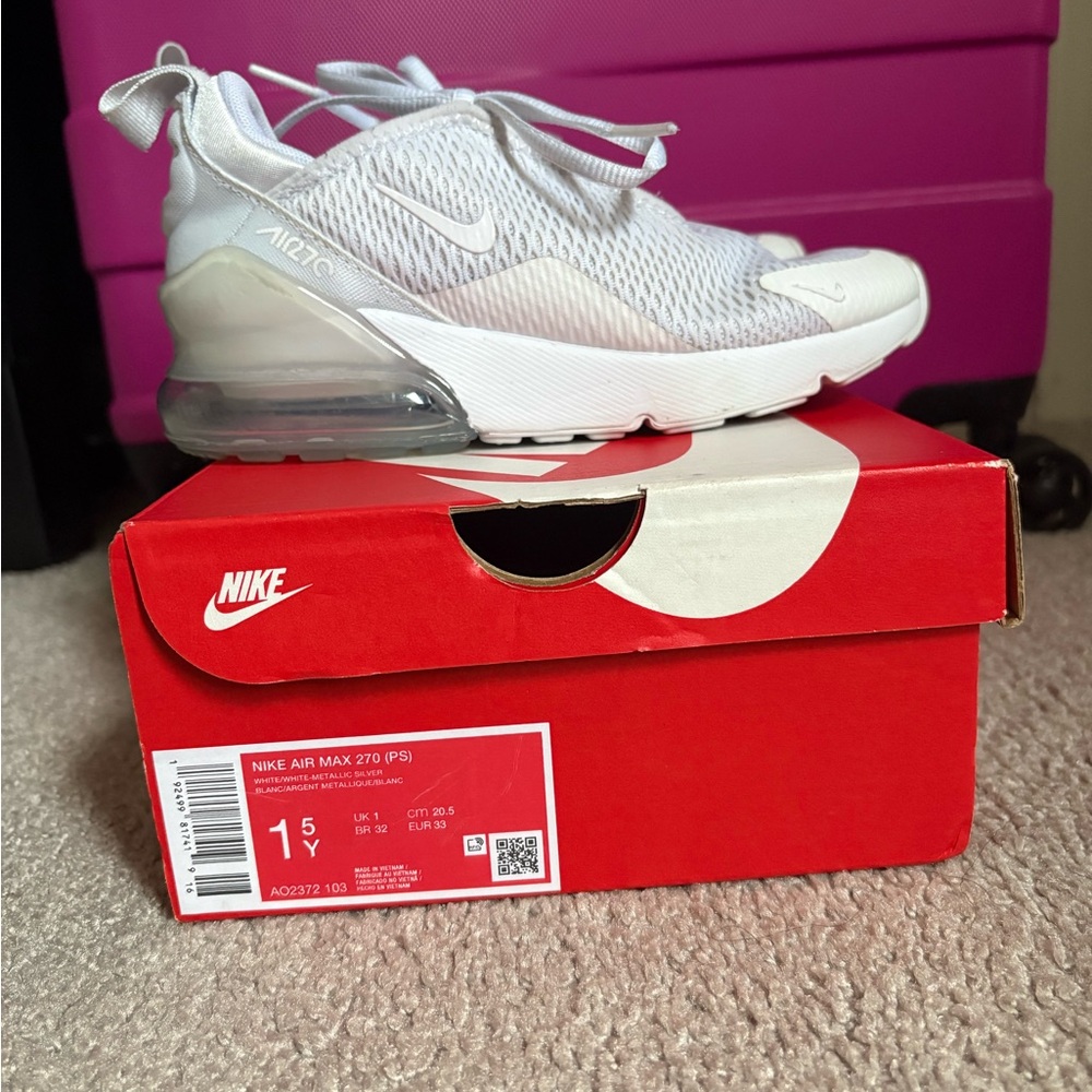 Nike Air Max 270 White and Gray Sneakers